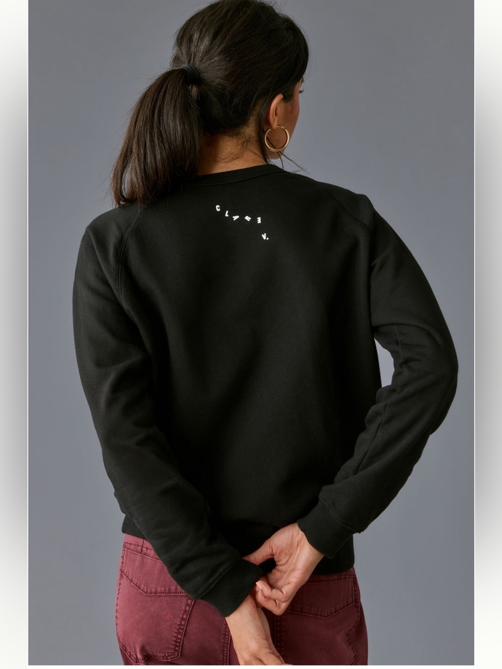 NWT Clare V Bourgeoisie Sauvage Crewneck Sweatshirt Black Size S - Picture 3 of 10
